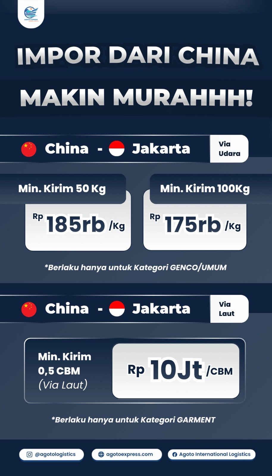 Promo Impor Dari China Mulai 175Rb/Kg