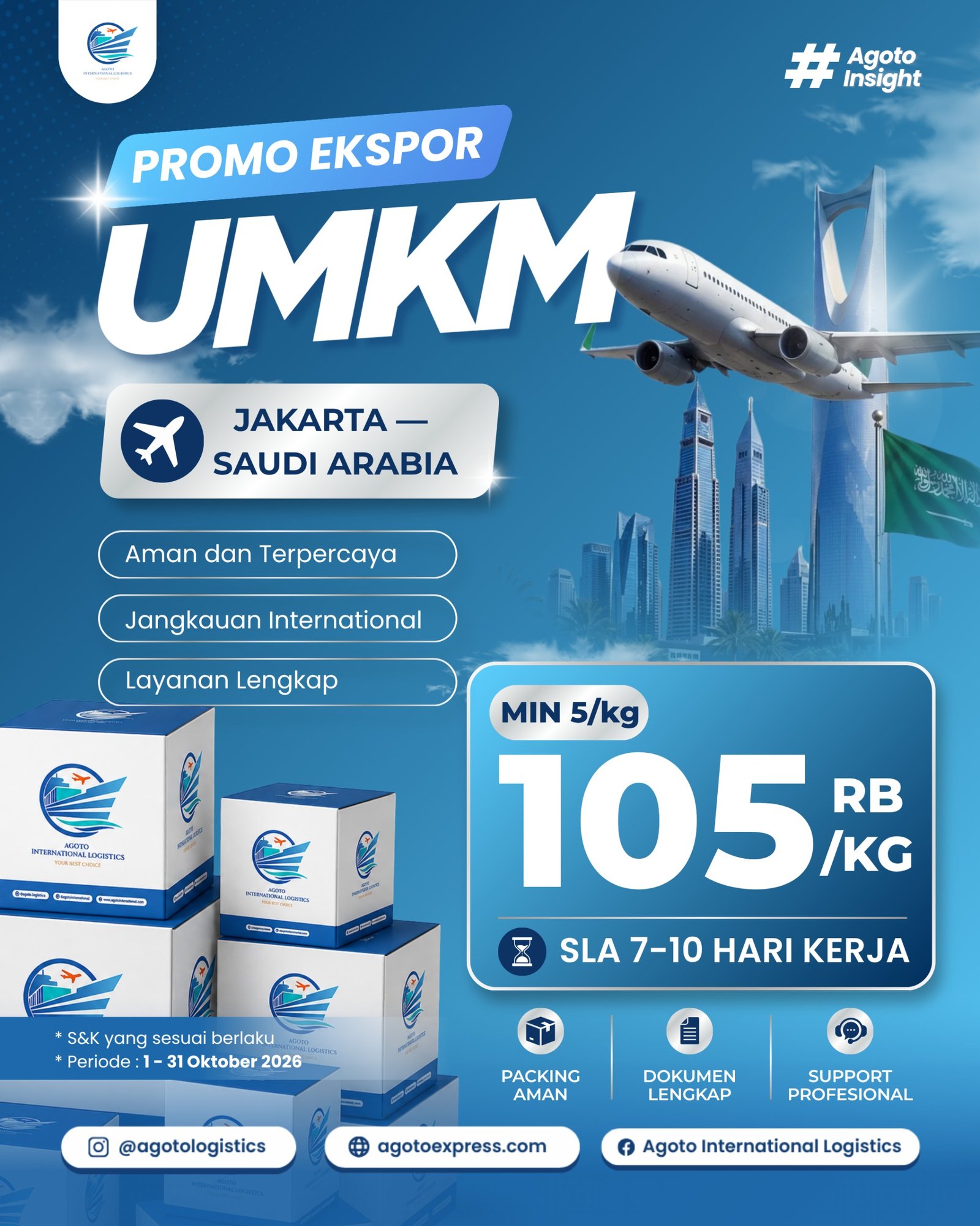 Promo Ekspor UMKM ke Saudi Arabia cuma 105Rb/Kg
