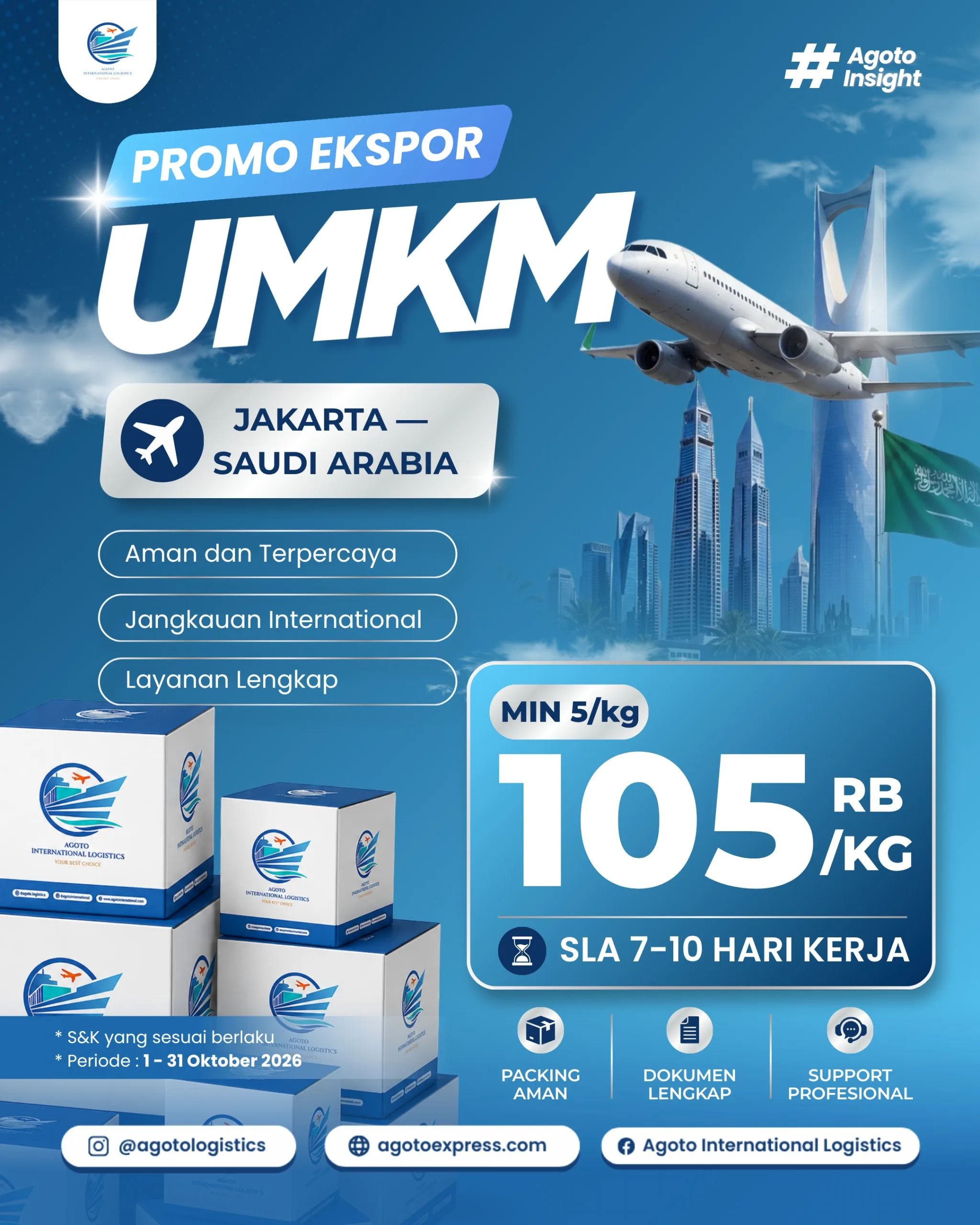 Promo Ekspor UMKM ke Saudi Arabia cuma 105Rb/Kg