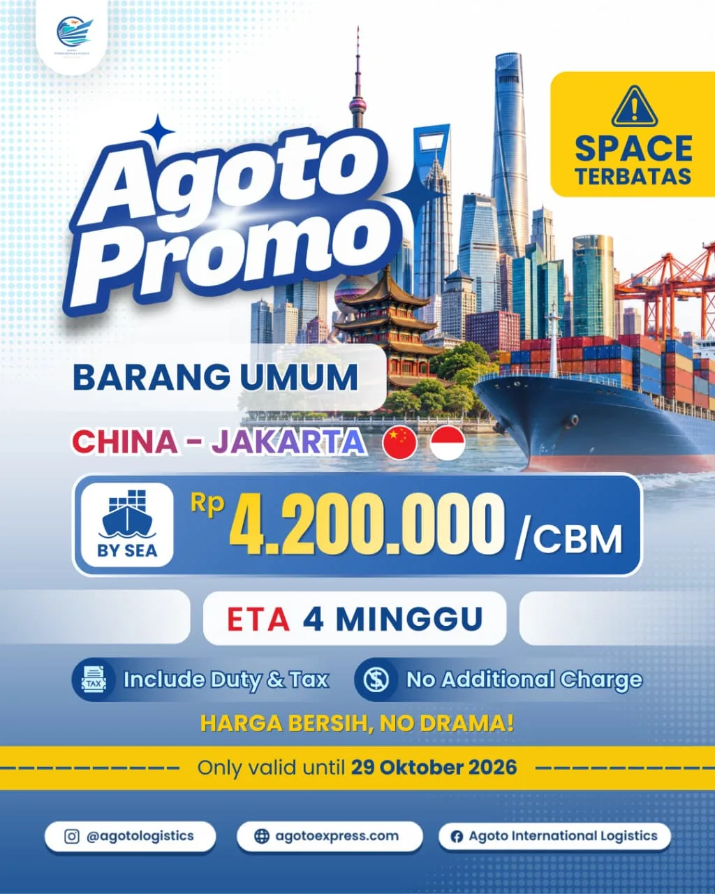 ONLY GENERAL (UMUM) GOODS | Space terbatas, only available until 29 Oktober 2026